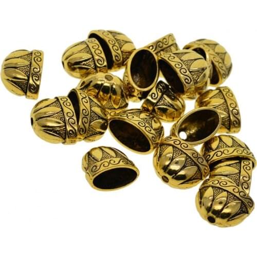 20 Pack Retro Necklace Cord Crimp End Caps Tassel Caps Beads Crimps End 3D Lotus