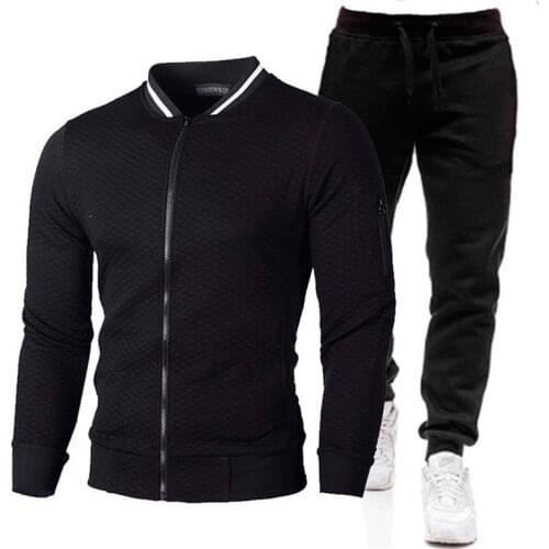 2021 New Men Sets Fashion Sporting Suit Brand Patchwork Zipper Sweatshirt +Sweatpants Mens Clothing 2 Pieces Sets Slim Tracksuit