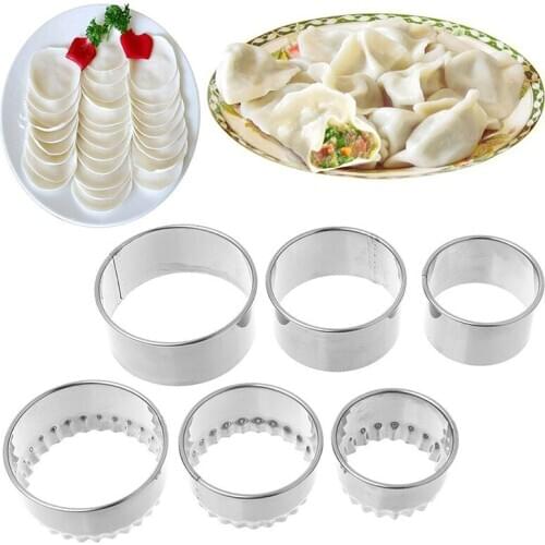 3PCS/Set Silver 430 Stainless Steel Round Dumpling Skin Press Cutter Dumplings Maker Wrappers Molds Set Kitchen Cooking Gadget