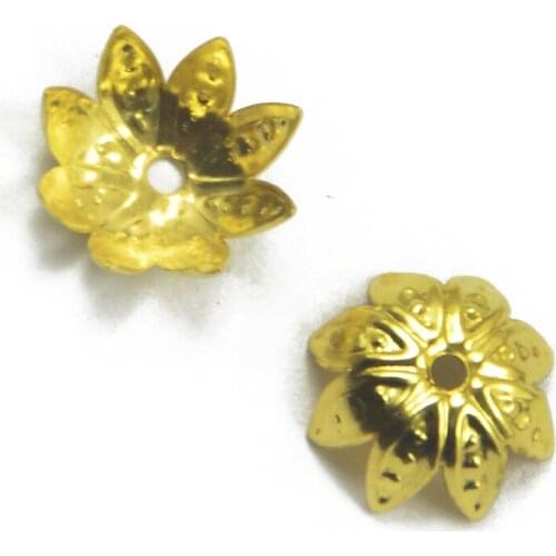 50pcs Gold Plated Alloy Flower Bead Caps DIY Jewellery Craft Findings 10mm