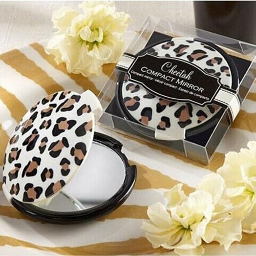 60PCS/LOT New Arrival Wedding Decorations Cheetah Compact Mirror wedding bridal shower party favor guest gift Free shipping