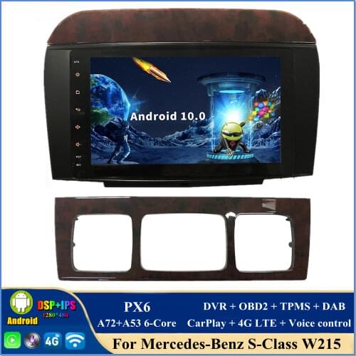 CarPlay & Android Auto 2 DIN 8" PX6 Android 10 Car DVD Player for Mercedes Benz S Class W220 S280 S320 S350 S400 S430 S500