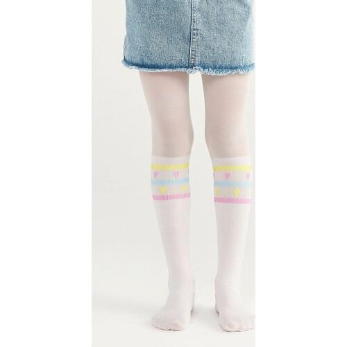 White Pretty Mini Hearts Lıne Pantyhose