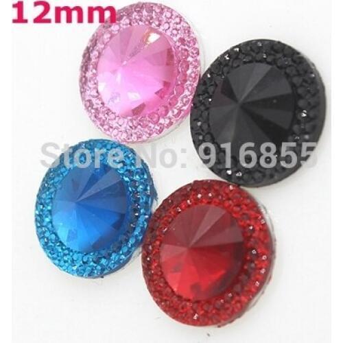Free Shipping New 12mm 50pcs Tip surface Flatback Resin Round Stone Beads, Flatback Resin Rhinestone For DIY Deco