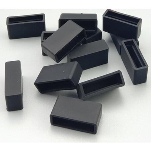 1Pcs Black Square Silicone Rubber End Caps Rectangular Silicone Rubber Protect Caps Double-row In-line Soft Sheath