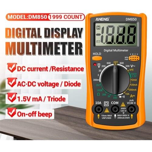 Multimeters ANENG Digital Multimeter 1999 Counts Compact AC DC Votage Tester DC Current Resistance Test Diode Data Retention