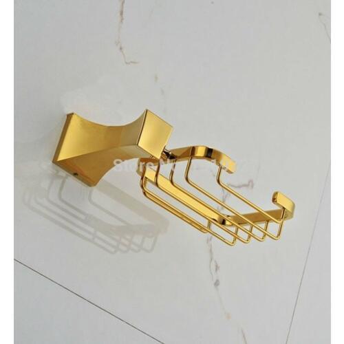 Vidric Europe Copper Golden Soap Dish Holder Bathroom Accessories Cubas Para Banheiro Gold Color Bathroom Soap Basket