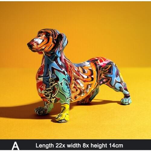 Home Modern Painted Colorful Dachshund Dog Decoration Wine Cabinet Office Decor Desktop Crafts VJ-Drop