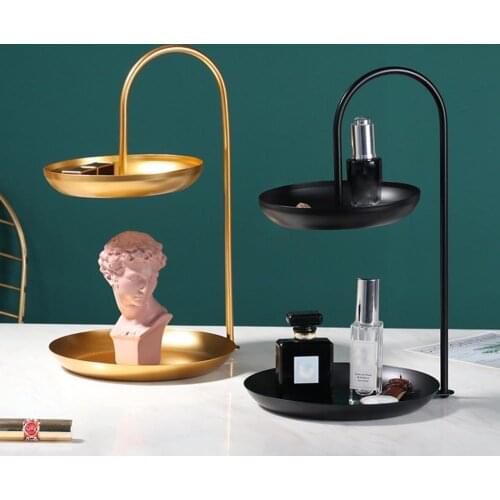 Storage Shelf Double Layers Cosmetic Organize Wrought Iron Jewelry Organizer Holder Tray Storage Racks for Home