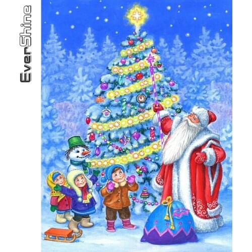 Evershine Diamond Embroidery Santa Claus DIY Winter Cross Stitch Diamond Painting Christmas Tree Full Square Round Mosaic Gifts