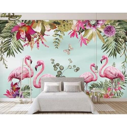 Beibehang Custom photo wallpaper mural nordic tropical flamingo background wall papel de parede wall papers home decor