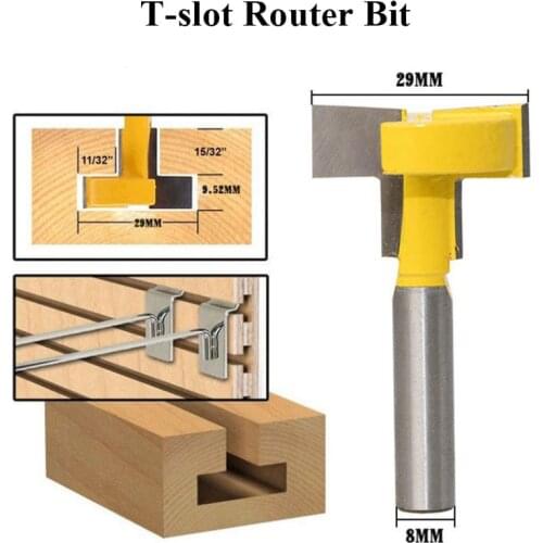 1pc T-slot Router Bit Woodworking Tool 8mm Shank T-Track Slotting Router Bit Woodworking Chisel Cutter Milling Tool Wood Cutters