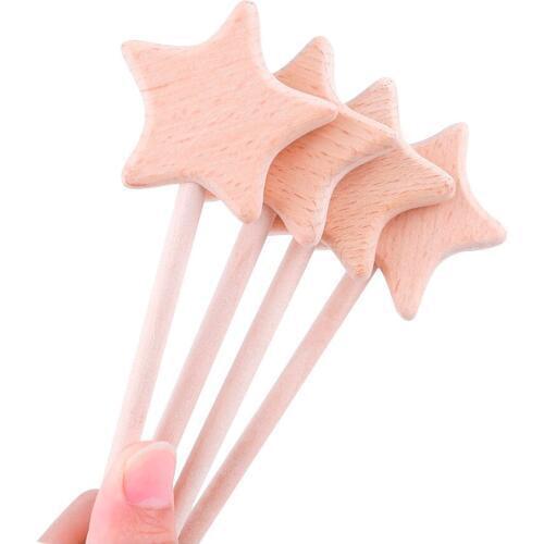 2pc Montessori Toys Beech Wooden Star Fairy Bar Nursing Gifts Play Gym Rattle Calm Baby Emotions Product Gifts Toys