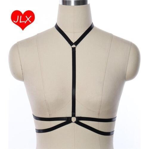 JLX.HARNESS 90s Punk pastel goth Body Harness Belt sexy cosplay Adjustable Bondage harness Strappy Tops rave Cage Bra