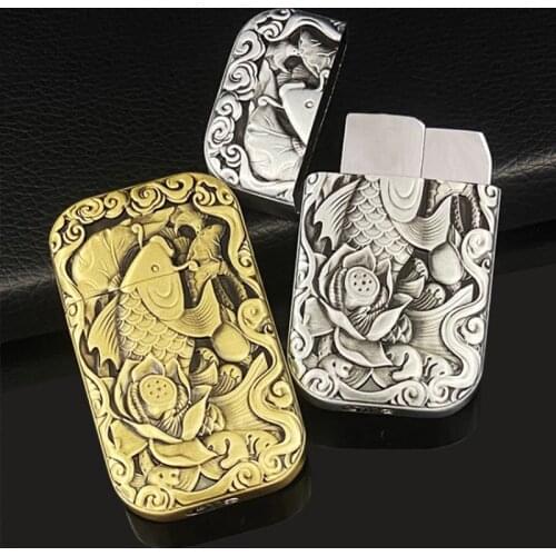 Cool Butane Windproof Lighter Personality Creative Metal Embossed Fish Torch Straight Into Cigarette Lighter Smoking Accessories