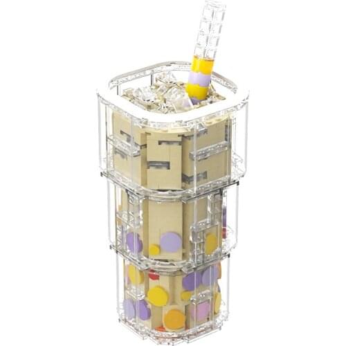 MOC Decompression Drink Creative Tea Cup Food Milk Tea Fruit Drink Building Block Model Kids Toys DIY Bricks Parts Girl Gifts