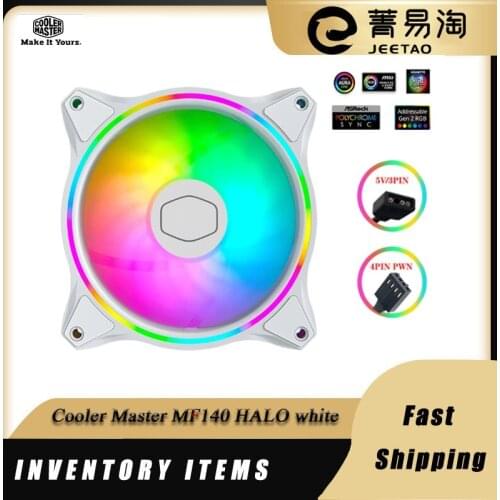 Cooler Master MF140 HALO white version ARGB 140mm 5V 3Pin PWM addressable mute chassis fan 14cm support CPU water cooling fan