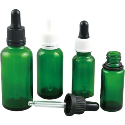 200 x Refillable Green Glass Dropper Bottles for Essential Oil Glass Piepette Dropper Container 5ml 10ml 20ml 30ml 50ml 100ml