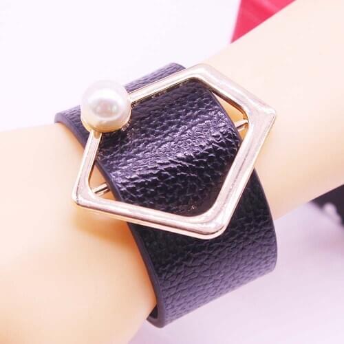 Fashion Punk Pearl Leather Bracelets & Bangles For Women Wristband Charm Cuff Wrap Bracelets Jewelry