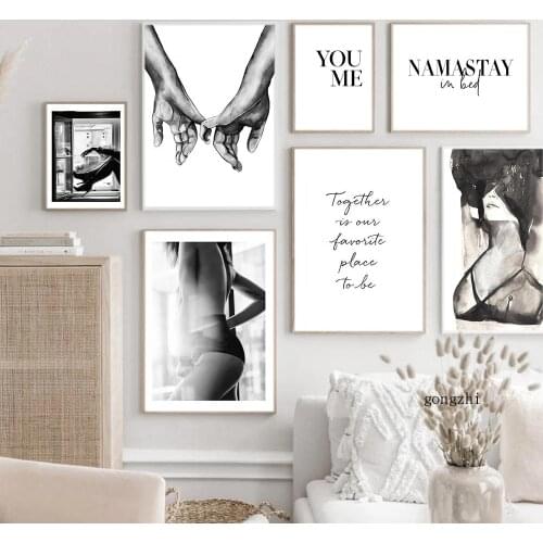Fashion Sexy Lady Pinky Promise Poster Black and White Minimalist Canvas Painting and Prints Modern Wall Art Pictures Home Decor