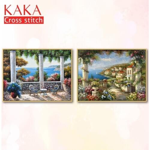 Cross stitch kits,Embroidery needlework sets with printed pattern,11CT-canvas for Home Decor Painting,Landscape Full NCKS088