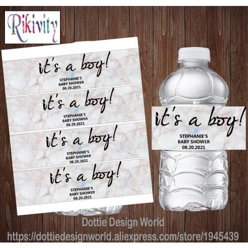20pcs Custom Its A Boy Baby Shower Water Bottle Wine Labels Marble Candy Bar Wrapper Sticker Birthday Wedding Party Decoration