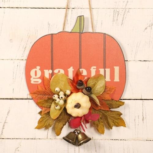 Pumpkin Bell Maple Leaf Wall Hanging Halloween Simulation Pumpkin Door Hanging Plate House Decorations for Halloween Holiday