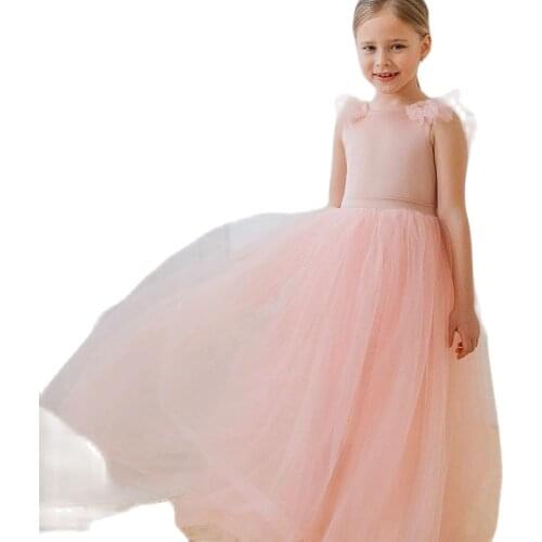 Gardenwed A-line Simple Flower Girl Dresses Organza Cap Sleeves Girls Wedding Dress Kids Satin Sashes Bow Princess Evening Dress