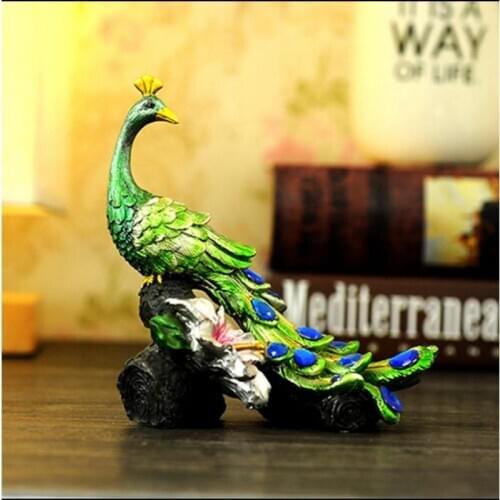 Chinese Style Peacock Resin Crafts Ornaments Crafts Desktop Ornament Decorations Figurine Miniatures Statue Sculpture Home Decor