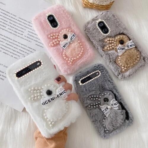 For LG K51S Luxury Plush Bunny Phone Case K41S Q31 Q51 Q52 V30 V40 V50 G6 G7 G8 V40 G7 G8 G8X G8S ThinQ Cute Pearl Bunny Cover