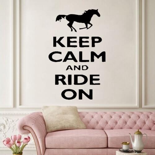 Keep Calm And Ride Wall Decal Quotes Horse Wall Arts Decoration Art Decals Mural Vinyl Removable FB-109