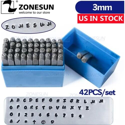 ZONESUN 42PCS Jewelry Metal Stamps Alphabet Set A-Z Heart Symbol Leather Punch Die Case Craft Stamping Tools Steel Metal Tool