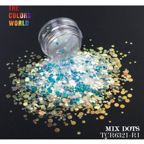 TCT-107 Round Dot Shape Mix Size Nail Glitter For Nail Art Decorations Makeup Facepainting Body Art Nail Gel Manual DIY