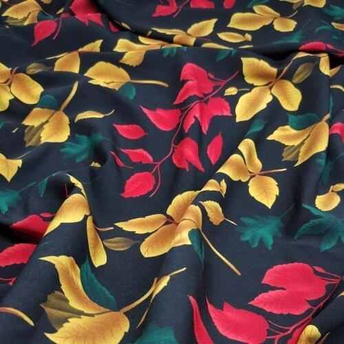 Dress Fabric 2020 Fashion Chiffon Colorful Leaf Print Scarf Blouse DIY Sewing Fabric