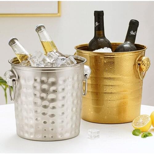 Stainless Steel Ice Bucket 3L Beer Bottle Cooler Holder Wine Whisky Ice Cube Container glacierBeer Bottle Cooler Bar Accessories