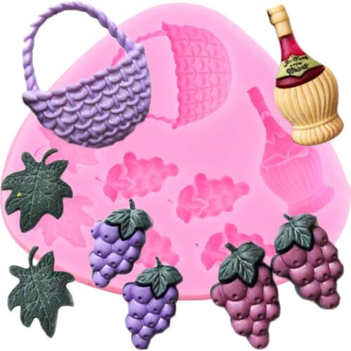 Grapes Bottle Fondant Mold Fruit Silicone Molds DIY Party Cake Decorating Tools Candy Chocolate Gumpaste Moulds Clay Resin Mould
