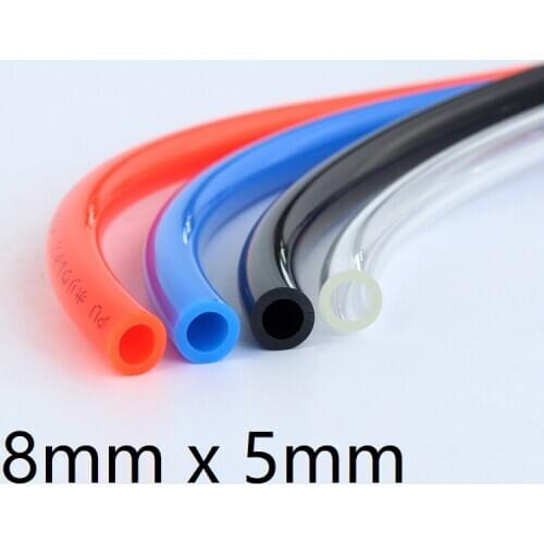 Air PU Tube OD 8mm x 5mm ID Pneumatic Component Parts Connector Hose Compressed Water Gas Pipe Transparent Blue Red Black 1M
