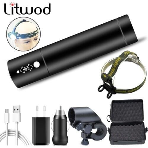XM-L T6 Led Head Flashlight Lamp High Quality Torch Built in 18650 Rechargeable Battery 2 in 1 Power Bank 2000lm 10W Bike Light