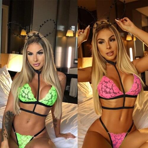 Women Lace Bra Sets Halter Underwear Backless Vest Sexy Panties Three-point Bralette Lingerie Ultrathin Briefs Female Intimates