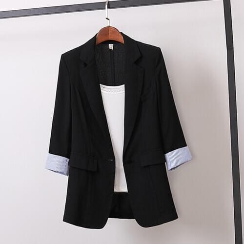 Spring Summer Womens Blazer New Elegant Lady Business Office Suit Coat Plus Size 4XL Black Femmino Blazer Overcoat Tops J407