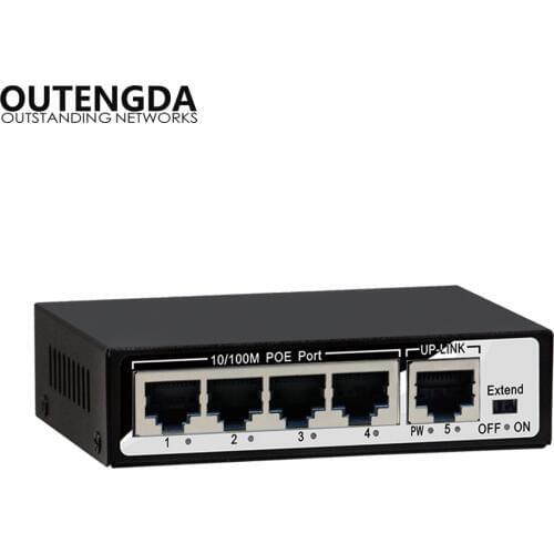 1+4 Port 10/100Mbps 48W Mini PoE Switch Power over Ethernet IEEE802.3af/at 48V PoE Switch for IP Cameras Wireless AP VoIP