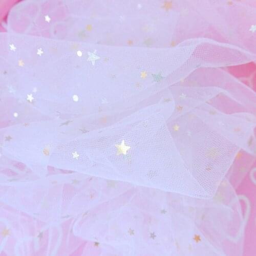 1pc Stars Gauze Fabric Material Starry Veil Photo Pink Background Cloth Lace Sequined Gauze 80cm
