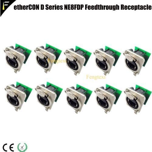 10pcs/lot Pro Audio Video Network Connector NE8FDP Ethercon RJ45 Feedthru D Series Jack Chassis Panel Mount Connector
