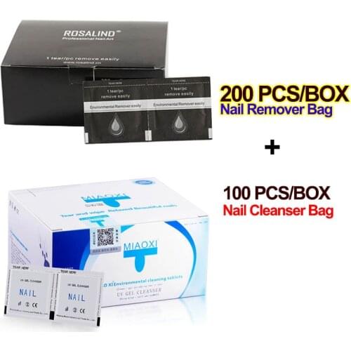 ROSALIND Nail Remover Bag 100/200PCS Nail Polish Remover Wipes Cotton Degreasing Nail Art Manicure Tool Nails