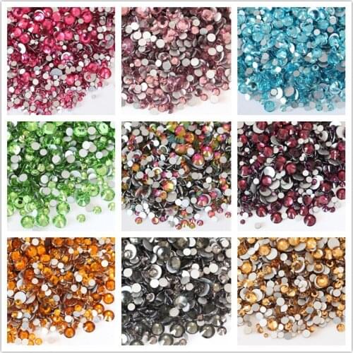 100pcs Cute Crystal Mix-Sizes Round Flatback Crystal Nail Rhinestone Mix of Different Sizes