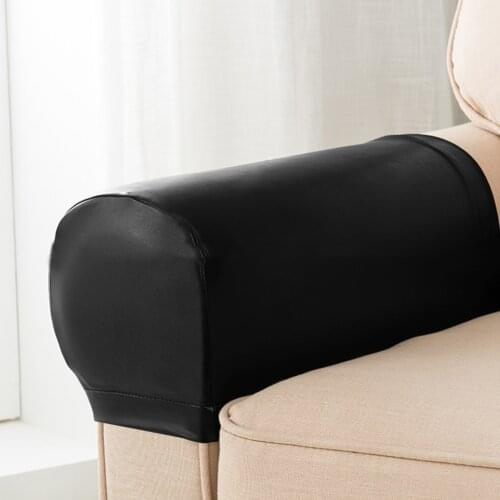 2 Pcs PU Leather Sofa Armrest Covers Protectors Stretchy Waterproof for Couch Chair Arm SCVD889