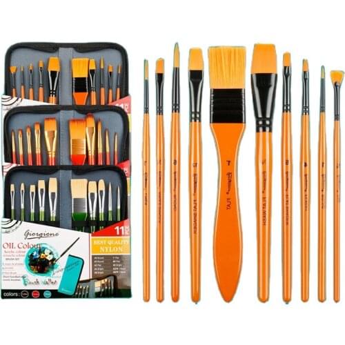 2021 new nylon oil paint brush 10 sets watercolor oil painting acrylic paint brush three different styles of art supplies