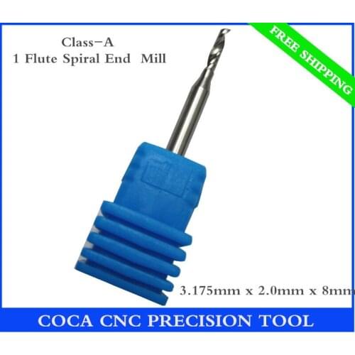 3.175mm*2.0mm*8mm,Freeshipping CNC Solid carbide woodworking bit,Tungsten Class-A1 Flute end milling cutter,MDF,PVC,Acrylic