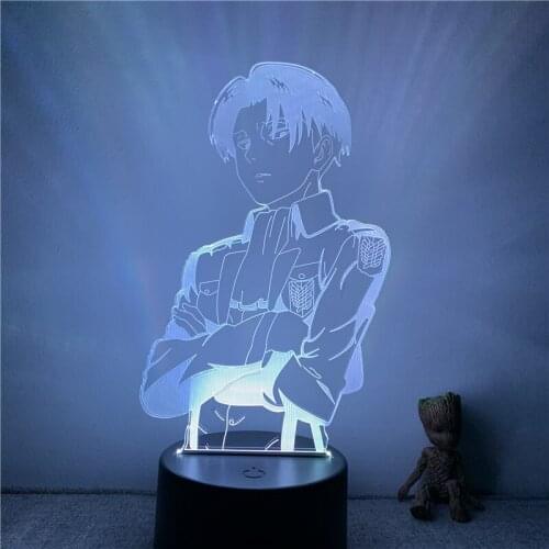 3D Lamp Action Figure Attack on Titan Rivaille Ackerman LED NightLight 7 Colors Touch Table Decor Night Light Gift Model