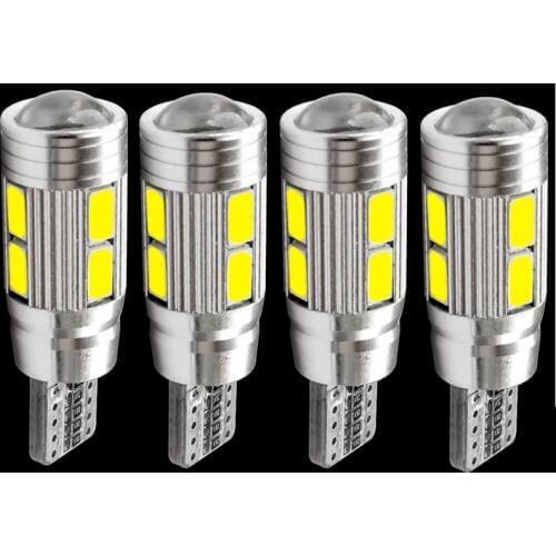 4PCS T10 168 192 W5W 10 SMD 5630 5730 LED Projector Lens Car Parking Light Reading Lamps Auto Clearance Bulbs Canbus No Error 4X